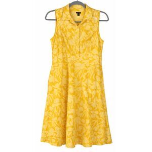 Ann Taylor womens size 10 shift dress yellow floral sun spring